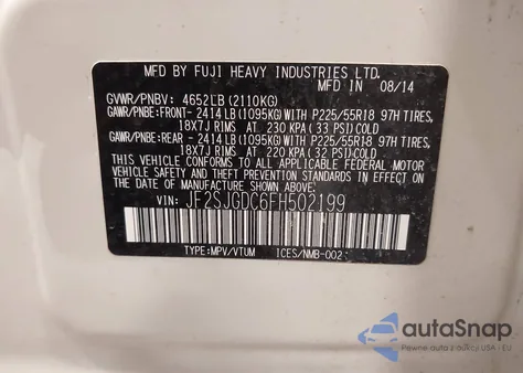 2015 Subaru Forester 2.0Xt Premium из США, поврежденный, VIN JF2SJGDC6FH502199